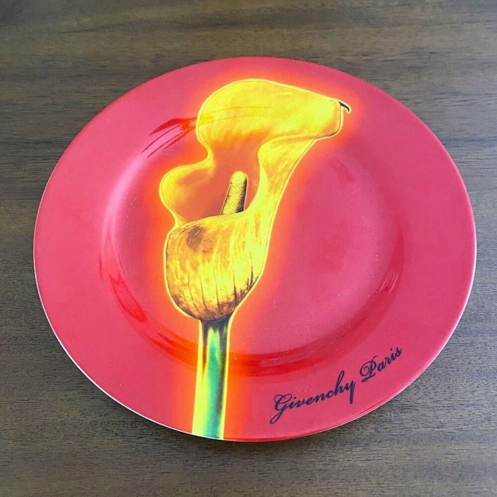 Givenchy Paris Decorative Salad Plate - Blood Orange Plate with Calla Lily
